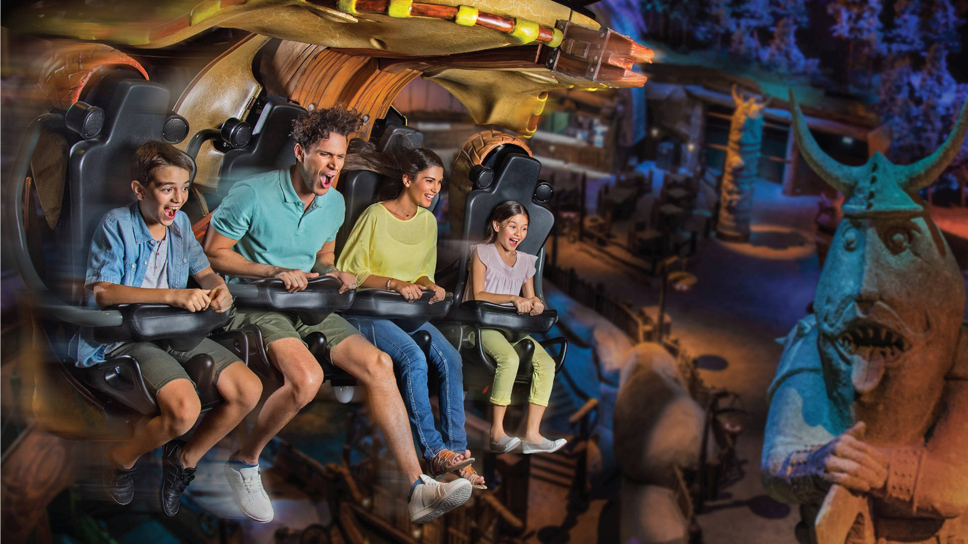 A family enjoying one of MOTIONGATE's incredible rides