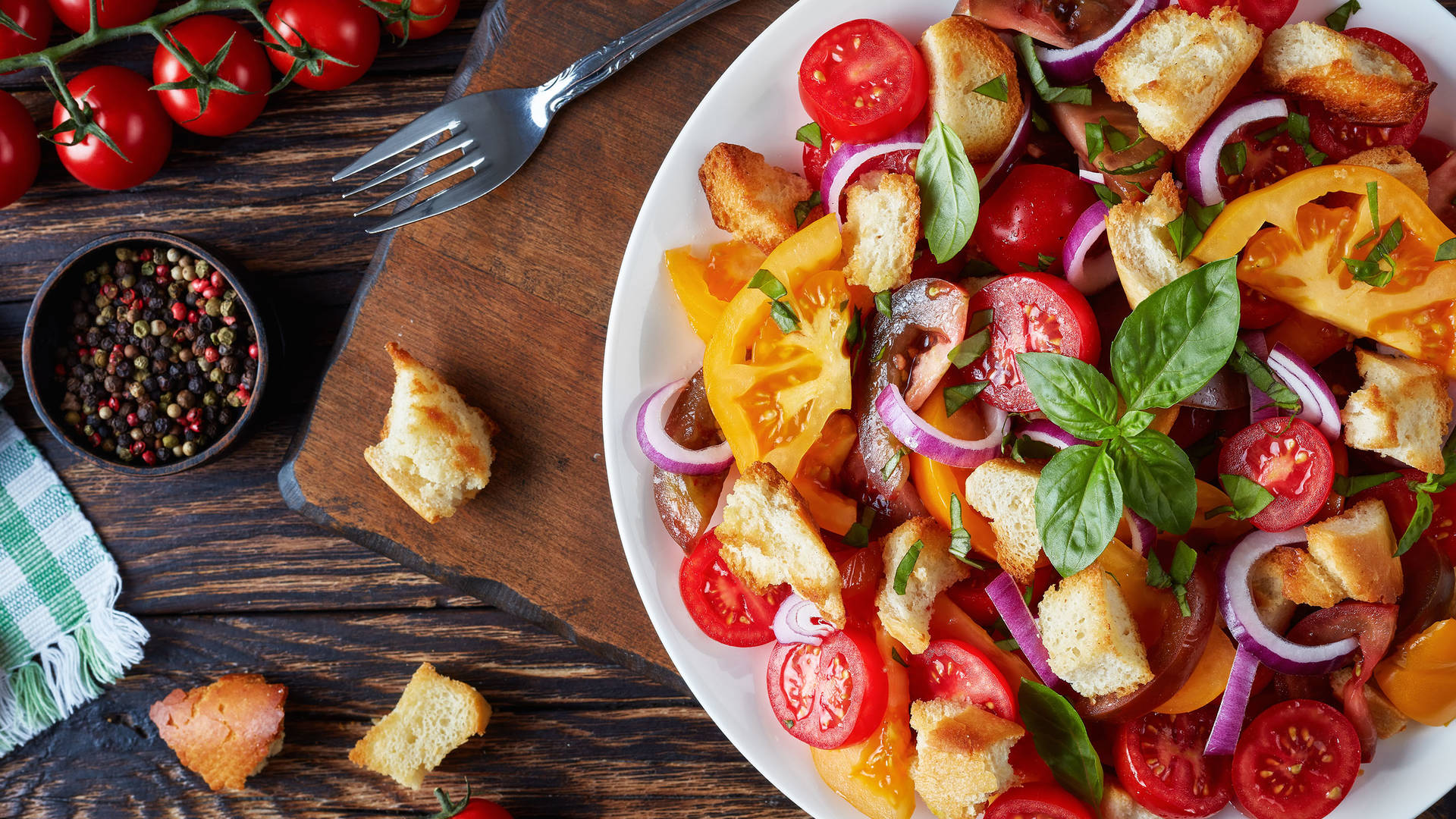 Traditional panzanella salad